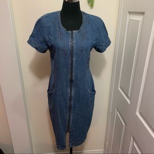 Eric Ryan Vintage 100% Cotton  Boho Denim Dress
